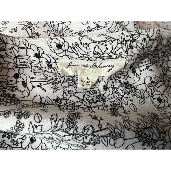 Jane and Delancy Rayon Tunic Top  Women's L  Black Floral  3/4-Sleeve Pull-over - Picture 7 of 9